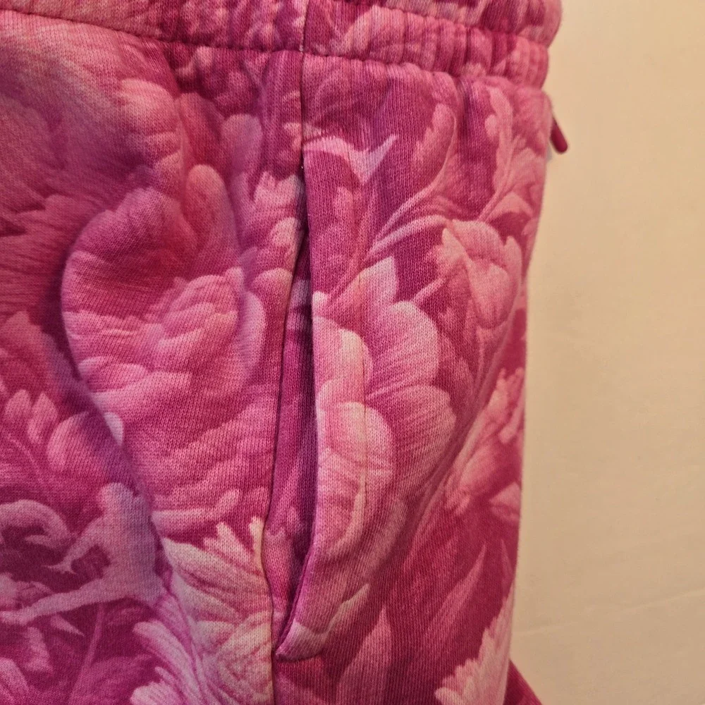 Jordan Girls Brooklyn Pink Floral Fleece Joggers Size M 10-12 Sweatpants Pockets